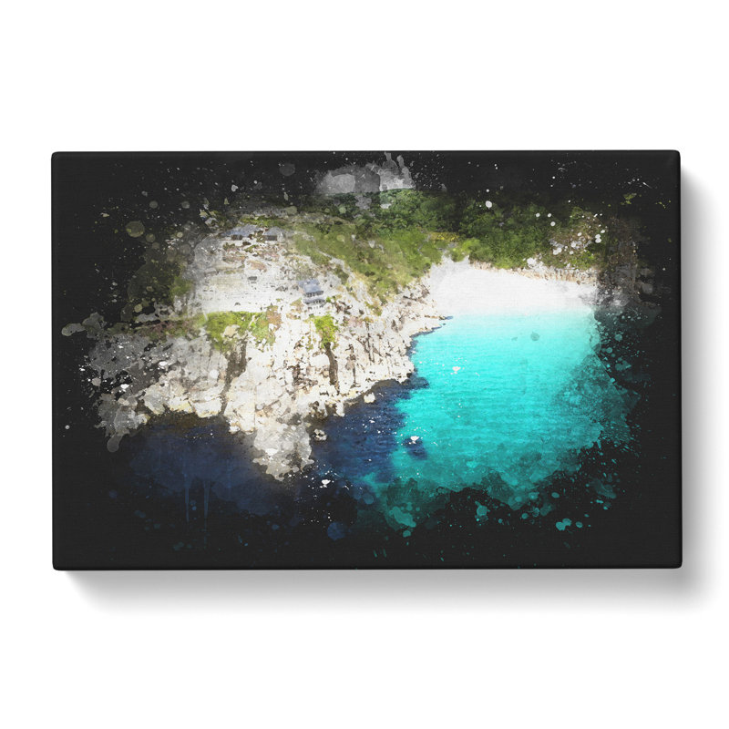 Porthcurno Beach in Cornwall - Wrapped Canvas Graphic Art, 35cm H x 50cm W x 3cm D