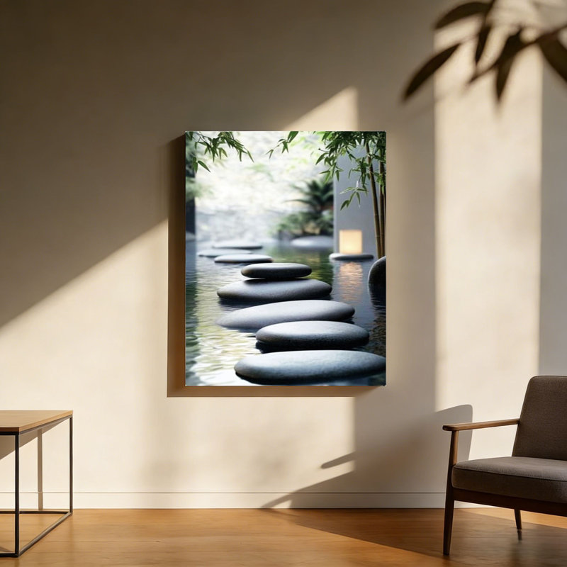 Spa Stones, art mural à cadre en bois à l'arrière, 30 L x 20 l