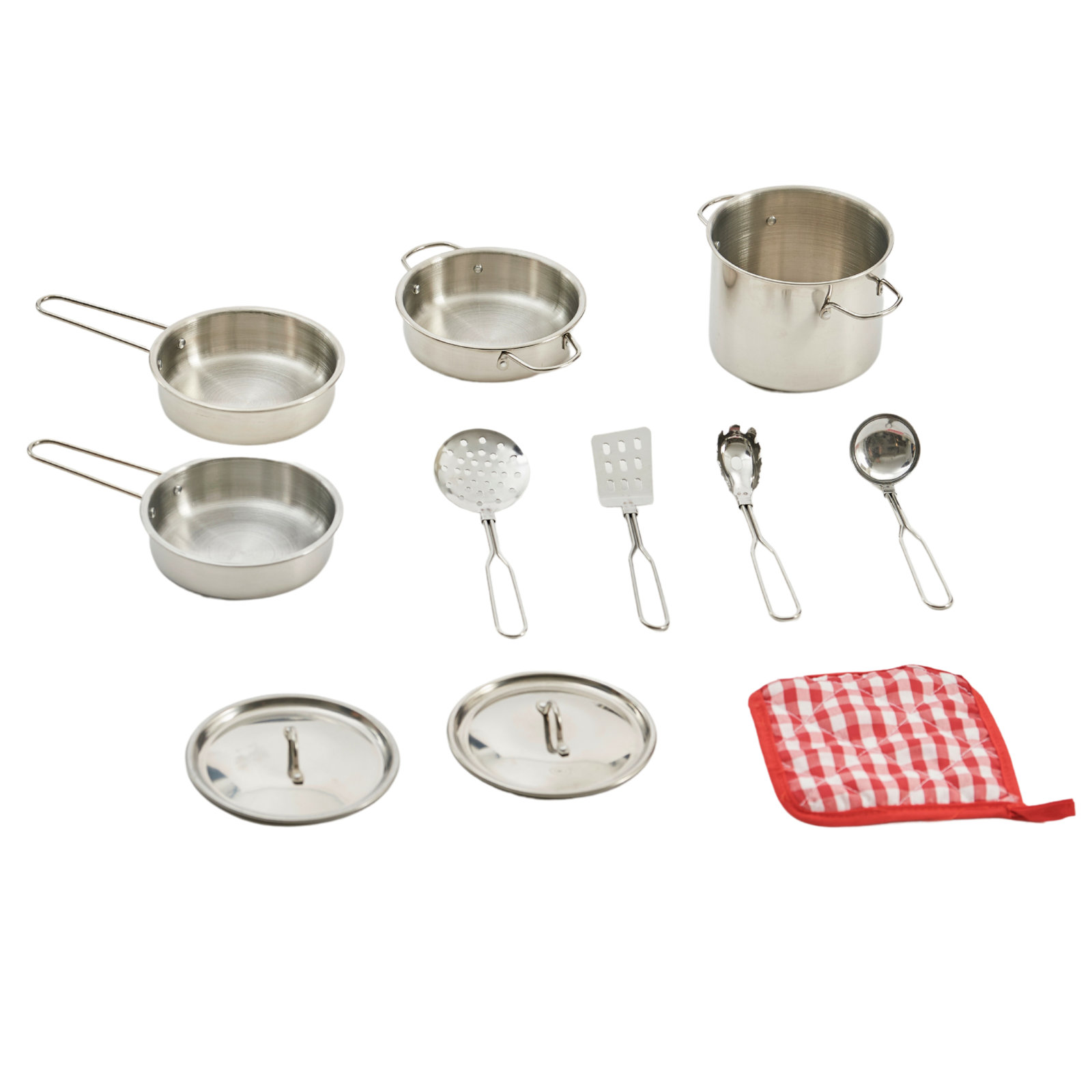 Teamson Kids 11-Piece Accessory Little Chef Frankfurt Stainless Steel Pot & Pans Cooking Set