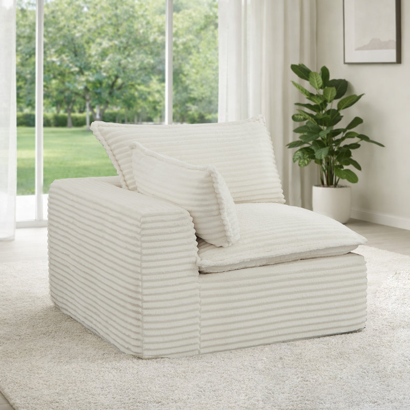 Fauteuil droit moderne rembourré avec dossier rembourré, Blanc
