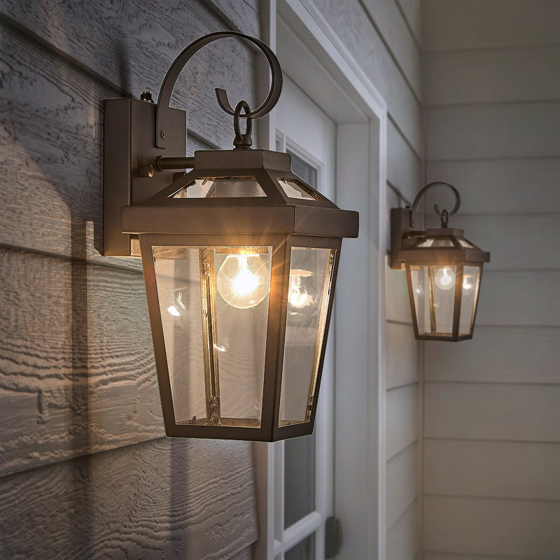 Front Porch Lights Outdoor Wall Lights Exterior Wall Sconce, Black Exterior Light Fixtures With Clear Glass Set Of 2