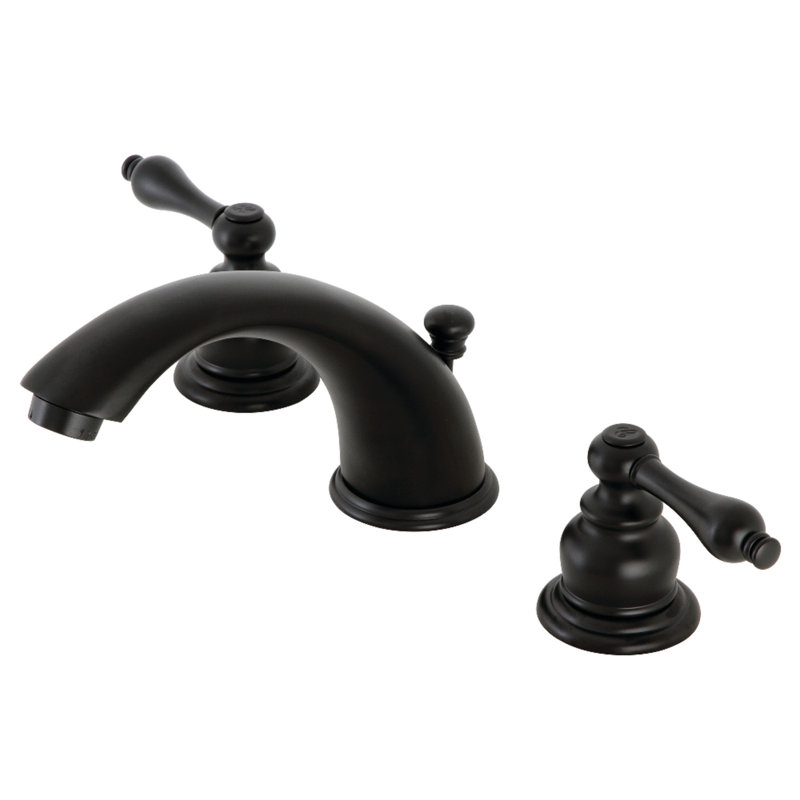 Robinet de salle de bain à deux poignées à fixation sur le comptoir à 3 trous avec drain escamotable Kingston, Noir mat