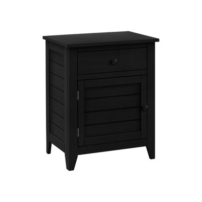 13.67 In. Wide Accent Table With Black Veneer - Storage Cabinet For Daily Use Items Transitional Style Material End