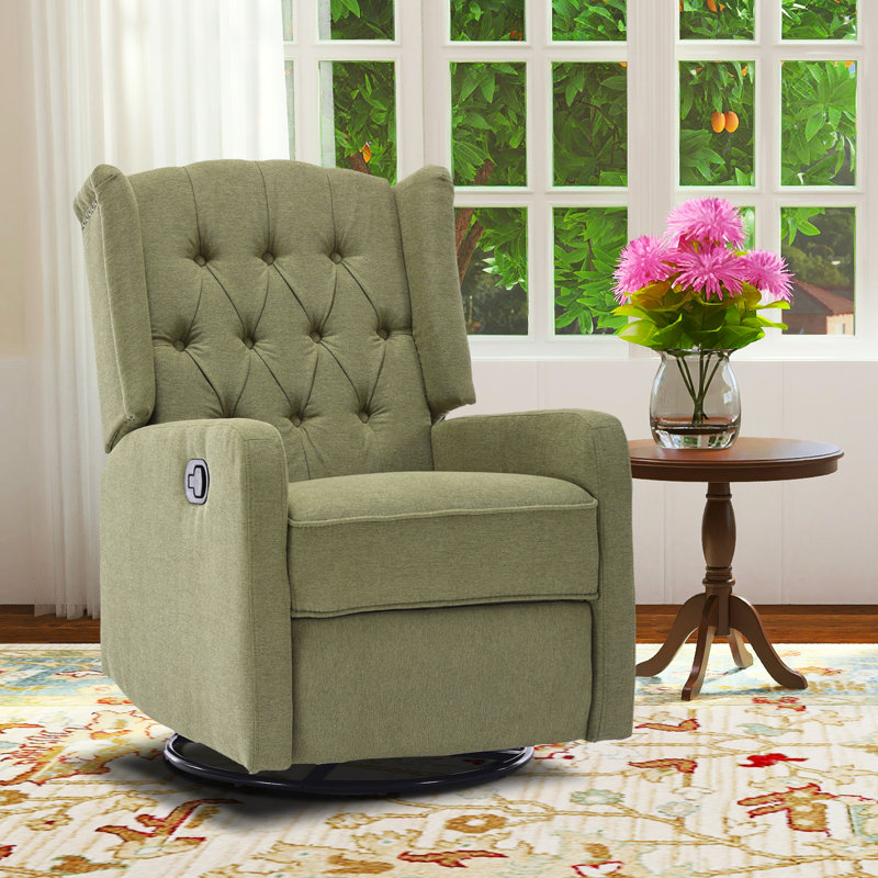 Chemika 24.02"W 360° Swivel Manual Recliner, Olive 