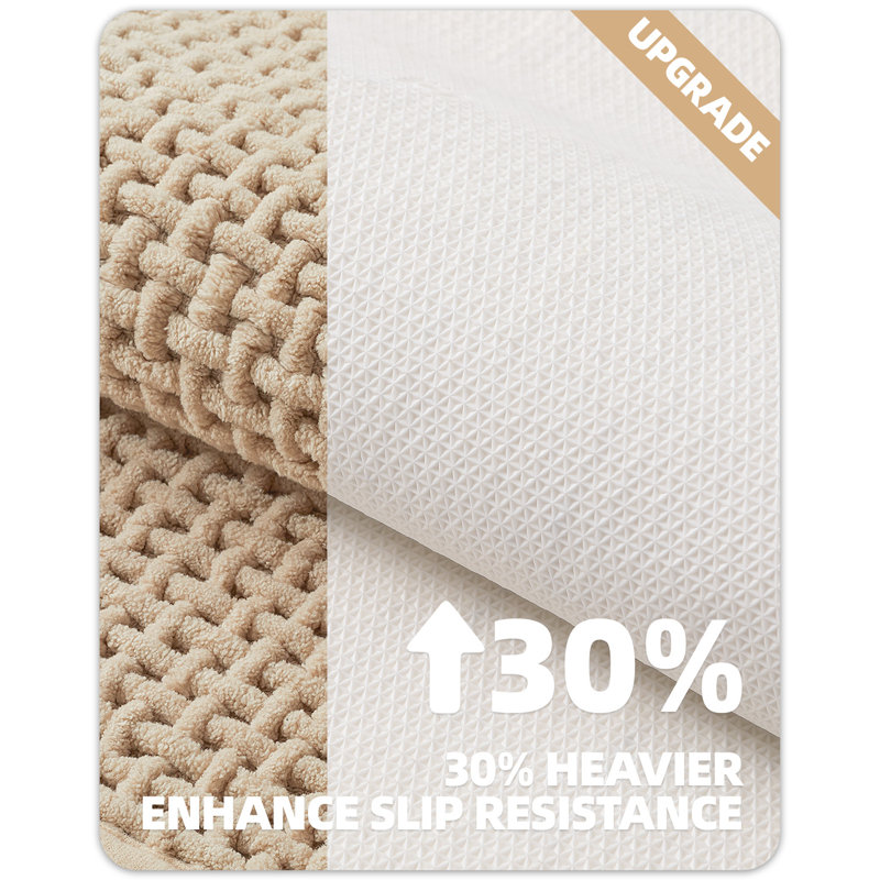 Bairoil Non-Slip Chenille Bath Rug, Single - 23.5" W x 35.5" L, Khaki