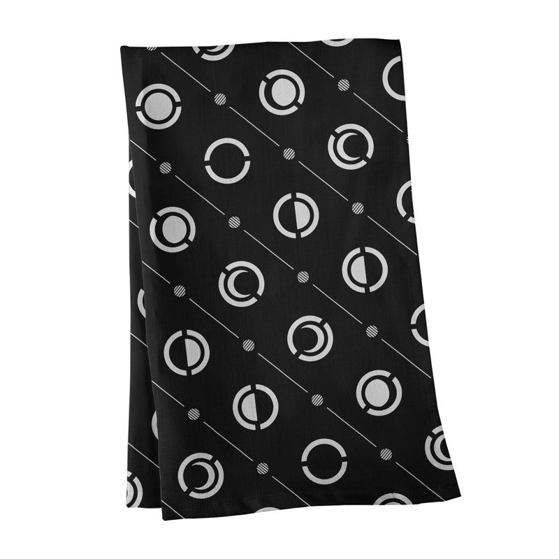 Torchon Moon phases, Noir/blanc, Croisé en coton