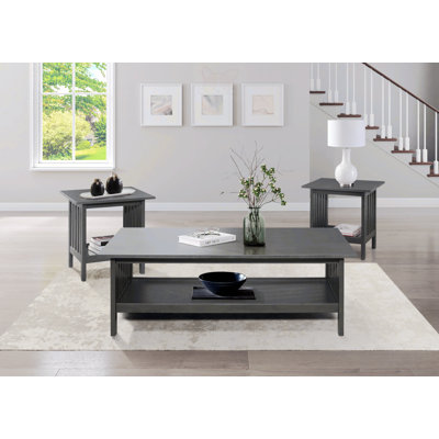 Classic Style Coffee Table And Two End Table Set Antique Gray Finish 3Pc Occasional Table Set Wooden Transitional Living Room Furniture -  Latitude RunÂ®, 6280D4C9547B442B9423F05C05FABC23