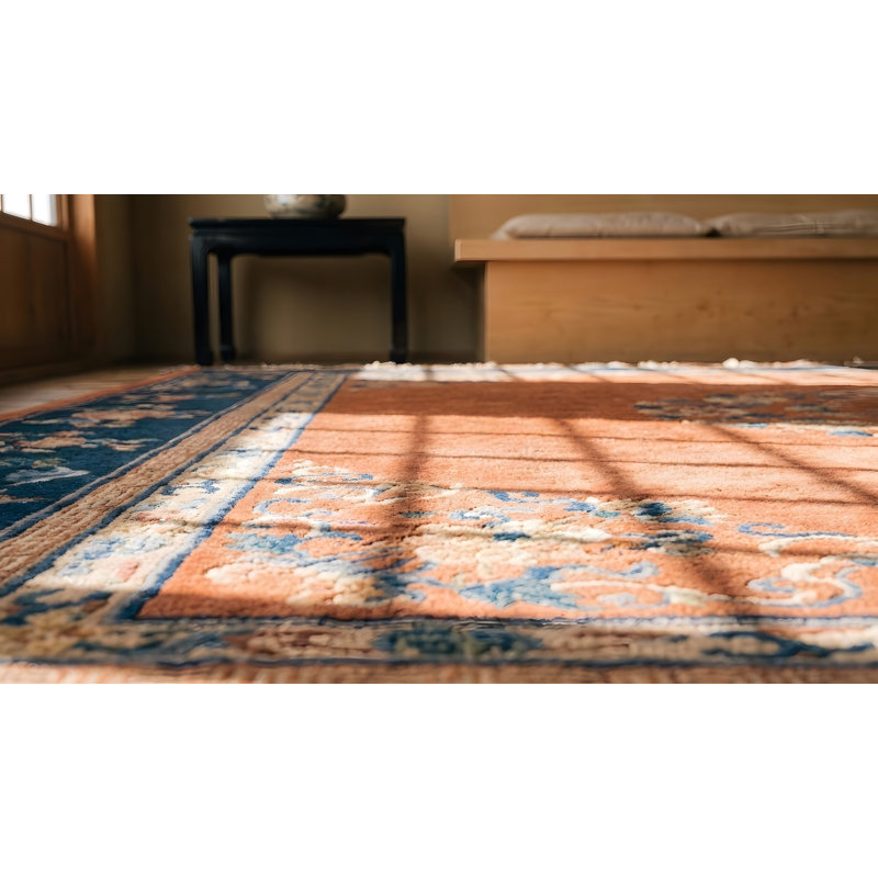 Antique Chinese Art Deco Wool Hand Knotted Pile Medallion Rug