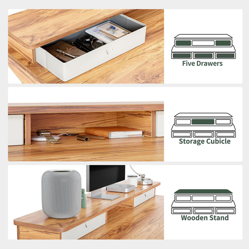 Schwenk 47.4'' W Height Adjustable Rectangle Standing Desk, White, 47" H x 55" W x 24" D