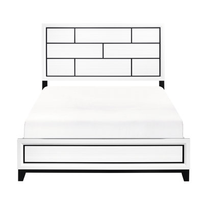 Très grand lit moderne, finition blanche, bois avec tête de lit et rails, style contemporain, tête de lit et meubles