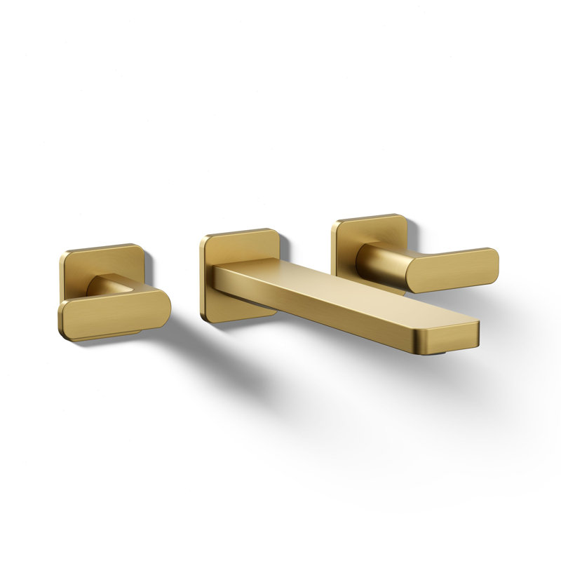 Parallel Wall-Mount Bathroom Sink Faucet Trim, Gold