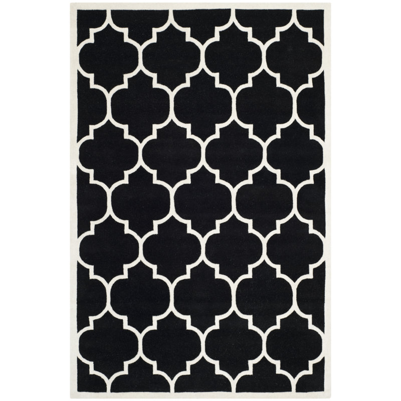 Saskia Geometric Wool Hand Woven Area Rug, Rectangle 152 x 244 cm