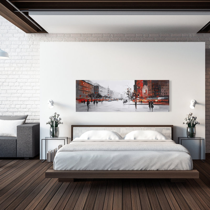 Scène de rue classique - art mural sur toile rouge pour la décoration intérieure