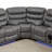  3-Piece Manual Reclining Sectional With LED Lights, Bluetooth Console And Drop-Down Table - Faux Leather Sofa-117045783