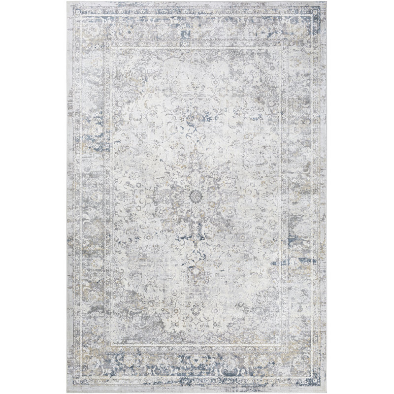 Amoll Abstract Ivory/Gray Area Rug, Rectangle 10' x 14'