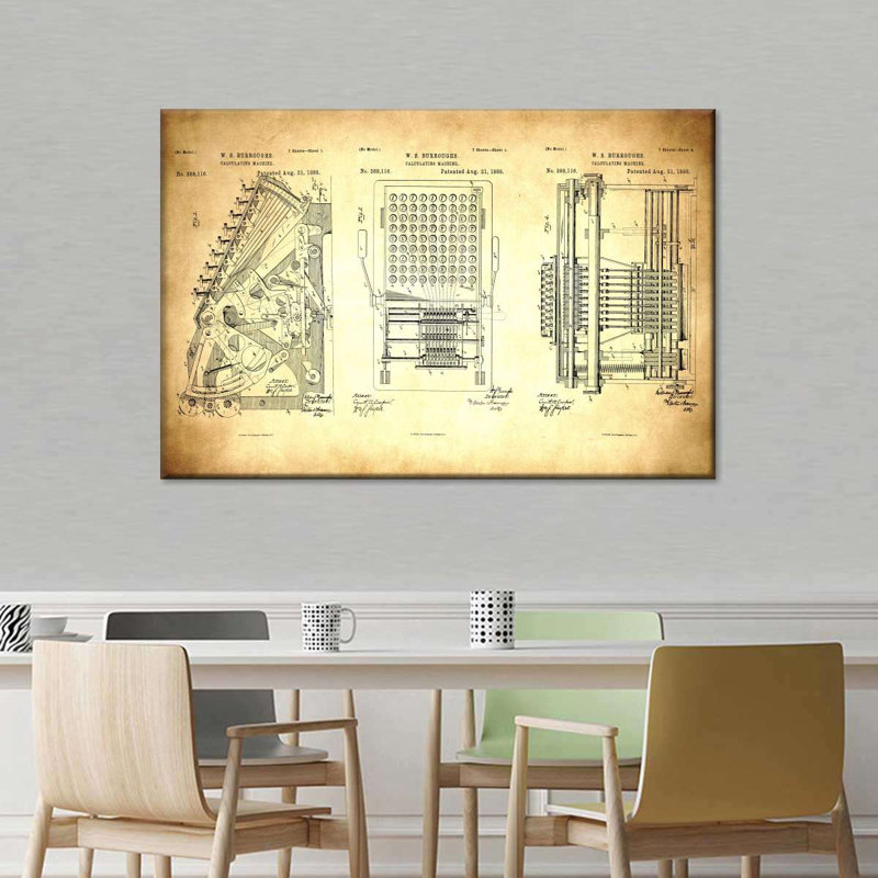 " Calculating Machine 1888 Patent ", 20" H x 30" W x 1.25" D