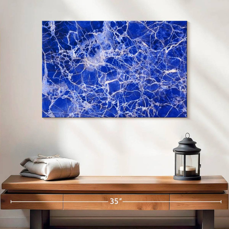 Avery Webbed Marble Blue Abstract, 16" H x 24" W