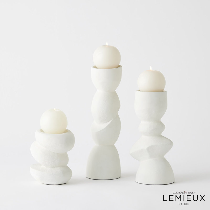 Pradier Candle Holder-White-Med