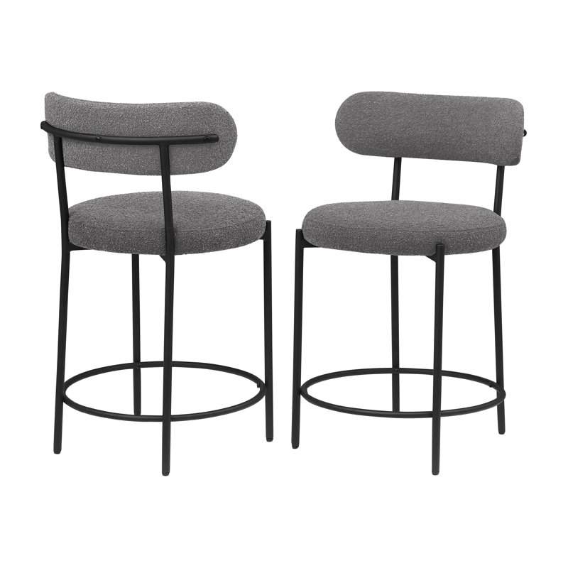 Boucle Upholstered Counter Chair (Set of 2), Gray