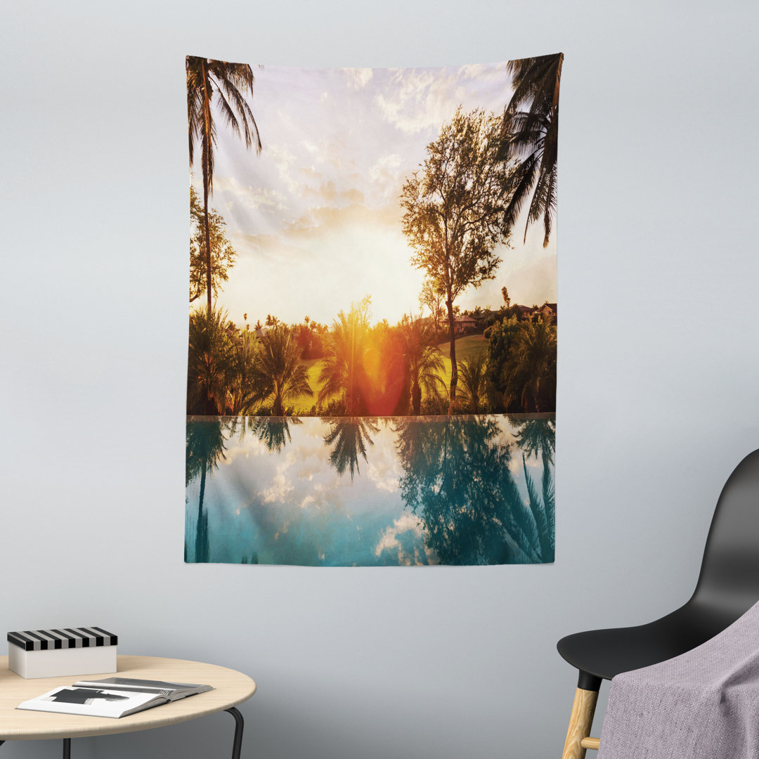 Wandbild Schwimmbad Sonnenuntergang