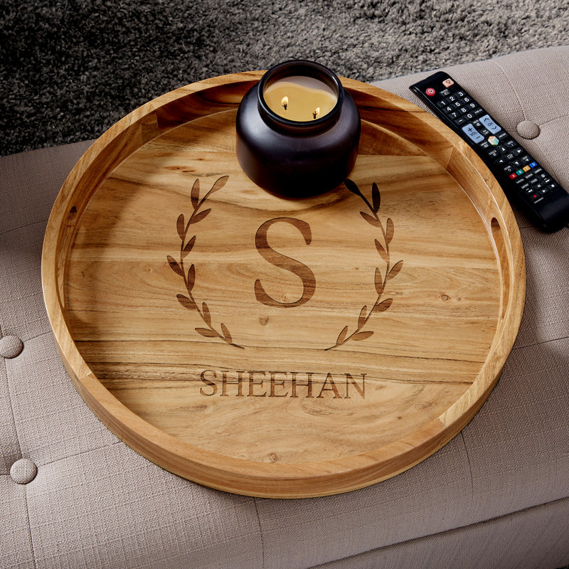 Laurel Initial Solid Wood Tray