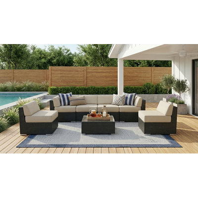 Canapé modulaire d'extérieur 6 places avec coussins Rainshield de 6 po - sans assemblage