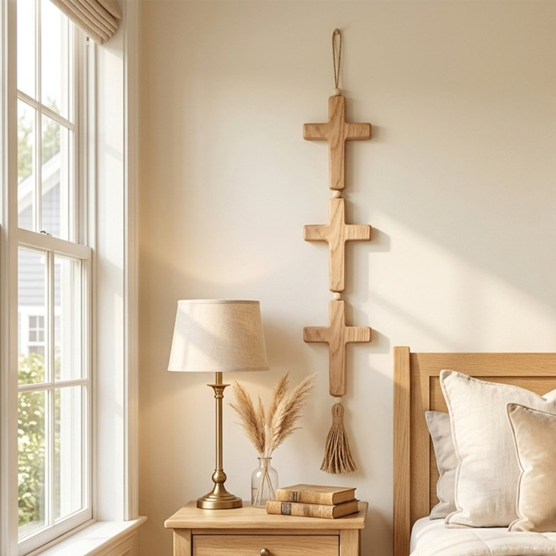 Décoration murale croix en bois 3D 31,5 po
