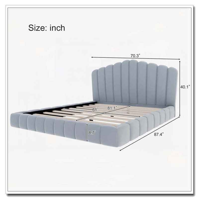Structure de lit en velours, Bleu clair
