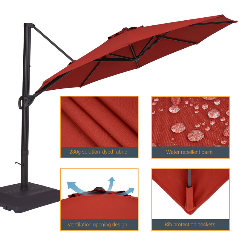Parasol en porte-à-faux 11 pi Daljeet, Rouge