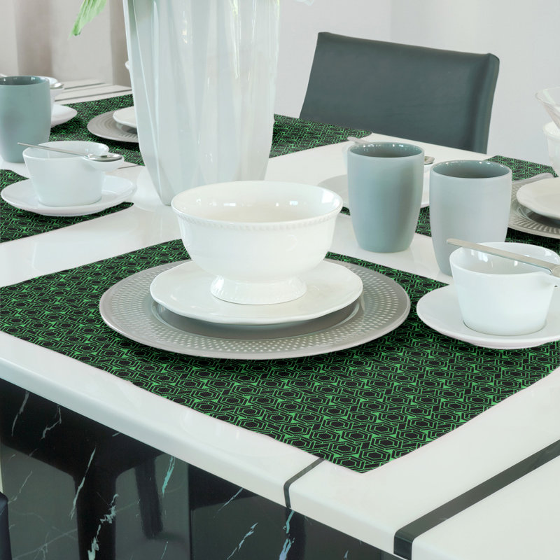 Napperon en treillis hexagonal alternatif de 18 po, Vert / Noir