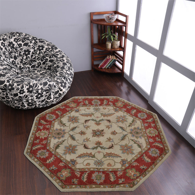Hauke Hand Tufted Wool Eco-Friendly Area Rugs - Beige & Red Color | Oriental Design | Rugs for Living room, Bedroom