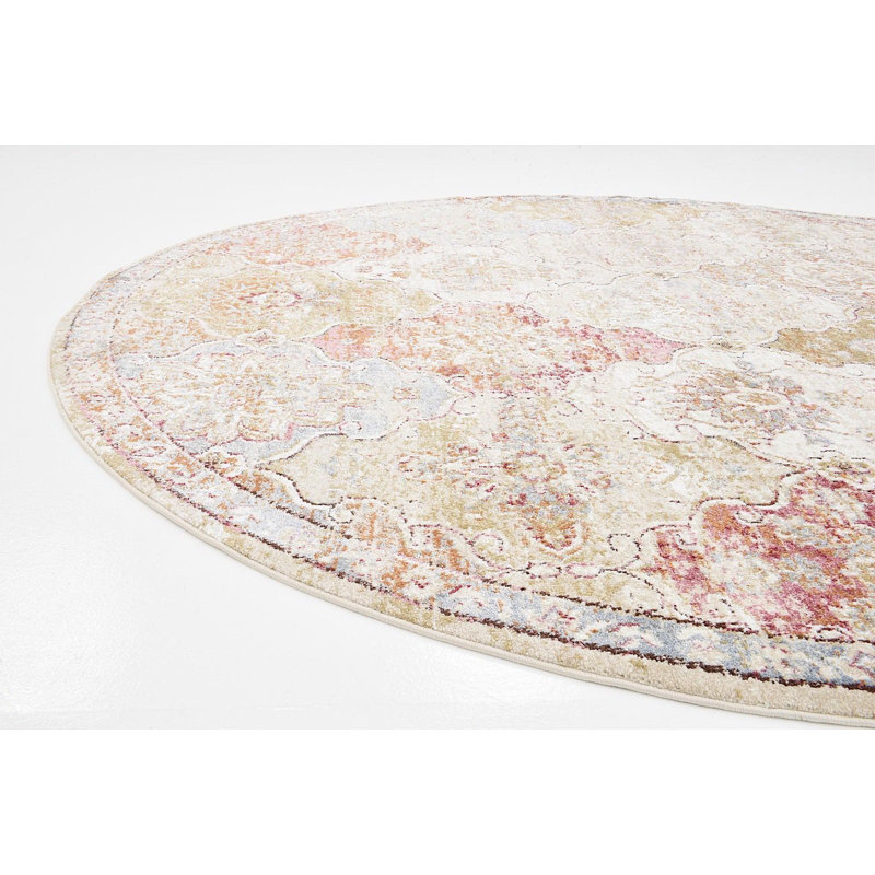 Tapis à motif oriental kaki Widger, Rond 8 pi