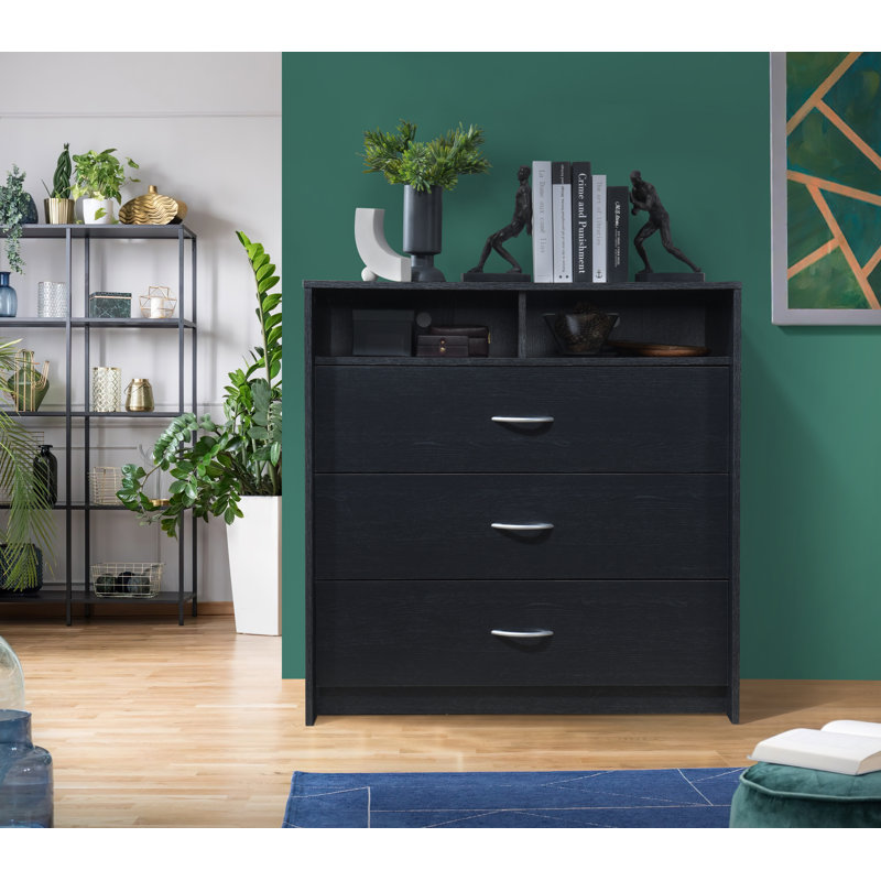 Commode 3 tiroirs Albury, Noir