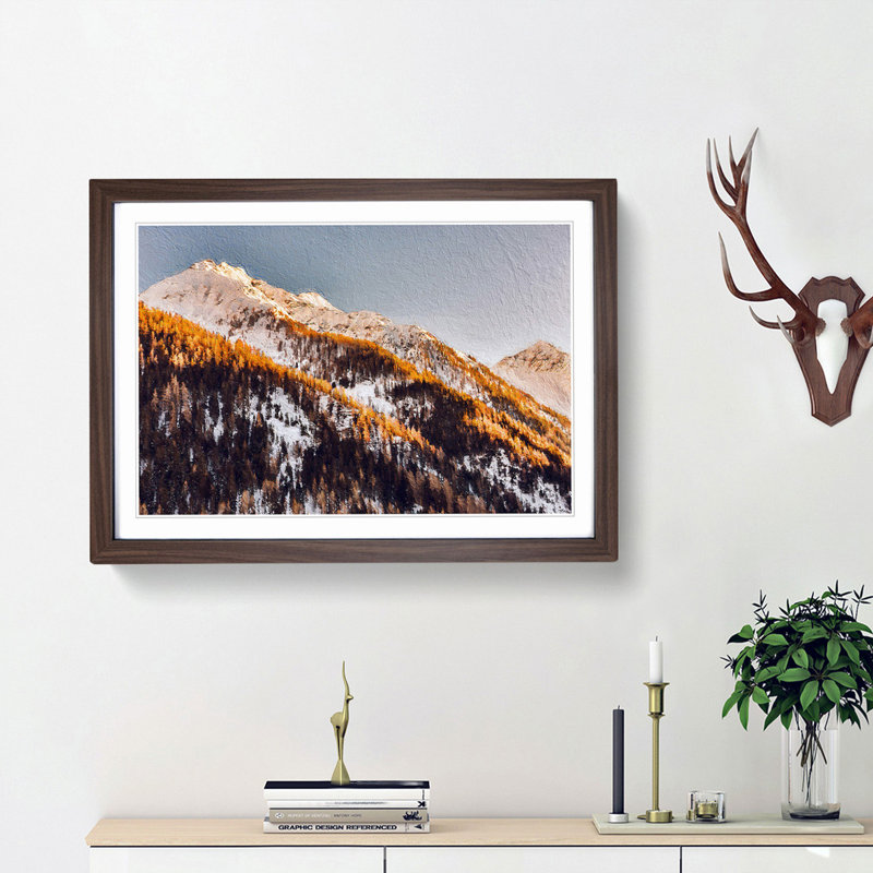 Winter in the Mountains - Picture Frame Painting Print, Walnut Framed, 27cm H x 36cm W x 2cm D