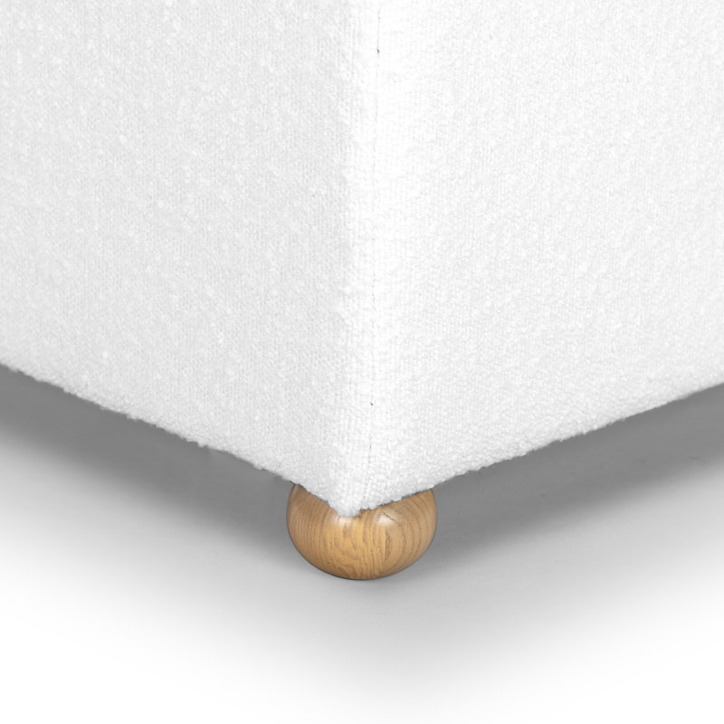Becka Square Boucle Storage Ottoman, Ivory Boucle
