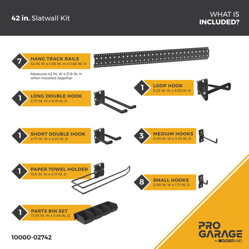 ClosetMaid ProGarage Tool Organizer Slatwall Hang Track Kit, 21.56"H X 42"W | Wayfair - View #2