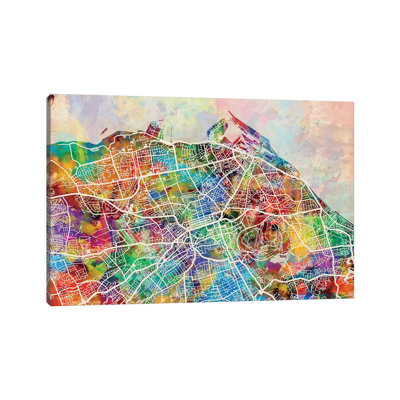 Edinburgh Street Map II by Michael Tompsett - Wrapped Canvas Gallery-Wrapped Canvas Giclée