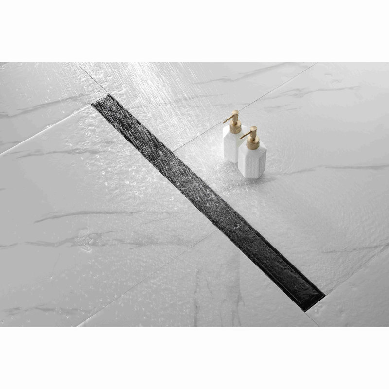 36 Inches Linear Shower Drain With Removable Cover, 304 Stainless Shower Drain  Included Hair Strainer And Leveling Feet, Flange
