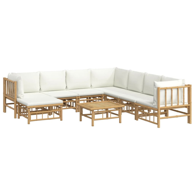 Bamboo 8 - Person Patio Conversation Set with Cushions, Cream White