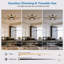 Grand ventilateur de plafond 72 pales de 72 pouces à 8 pales, moteur CC réversible silencieux, ventilateur de plafond moderne intérieur / extérieur, adapté pour la cuisine, le salon et la terrasse, noir.