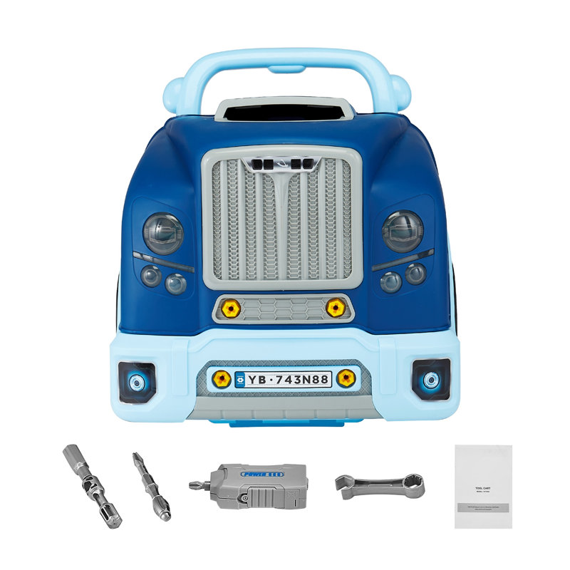Coffret de réparation automobile pour enfants (60 pièces) avec lumières, sons et pièces amovibles – Atelier de jeu de mécanique en ABS bleu pour les enfants de 3 ans et plus