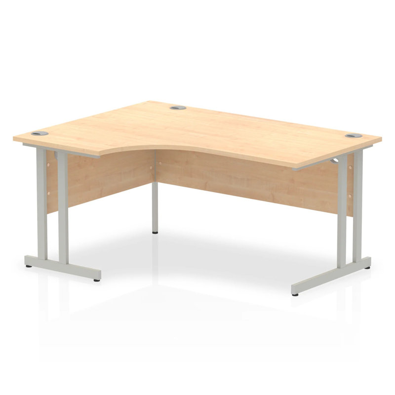 Impulse L-Shape Computer Desk, Left Hand Facing, 73cm H x 160cm W x 120cm D, Maple/Silver