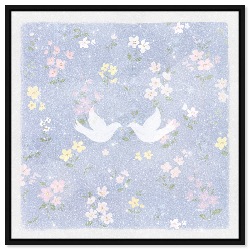 Love Doves Print by Oliver Gal, 13"H x 13"W, Black Floater Frame