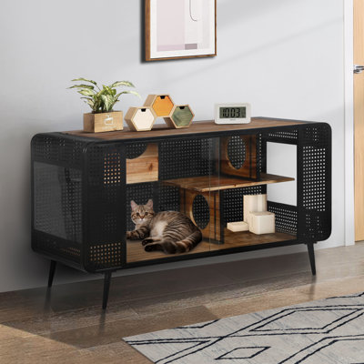 Maison pour chat 55,12 "avec verre trempé, pour le salon, le couloir, le bureau et d'autres espaces