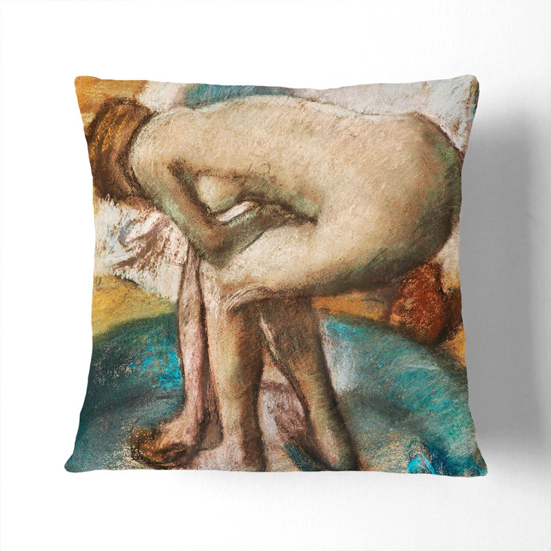 Nude Woman Bathing Square Throw Cushion, 55cm H x 55cm W x 20cm D, Stone