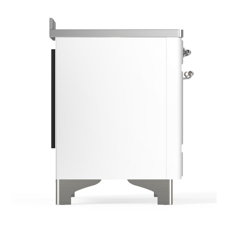 Majestic III Series 48 Inch Induction Range with 6 Induction Elements in Antique White (Chrome Trim), Chrome, White