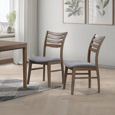 Milan Ladder-Back Upholstered Solid Wood Dining Chair (Set of 2)