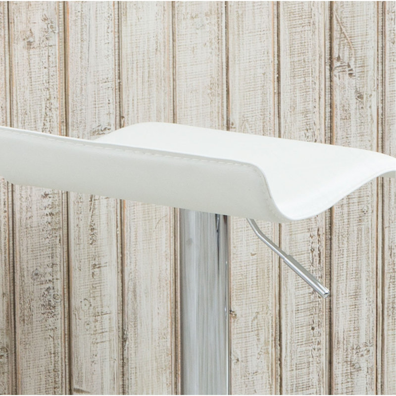 Tabourets pivotants réglables contemporains chromés avec siège blanc, ensemble de 2