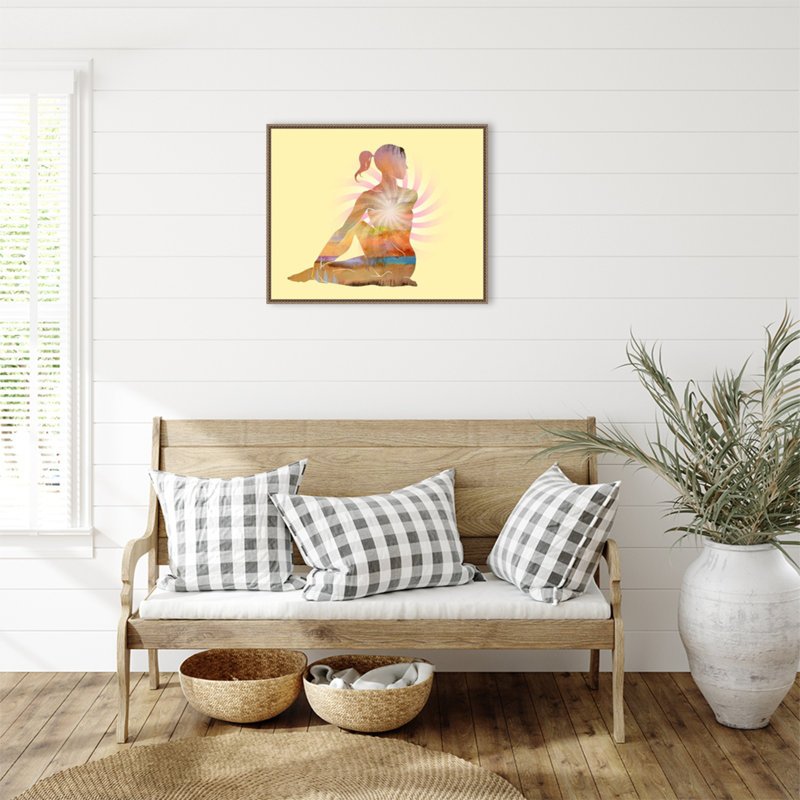 «Sitting Twist Yoga Pose Zen» par Tim Parker, reproduction d'art sur toile encadrée, H 23 po x l 28 po