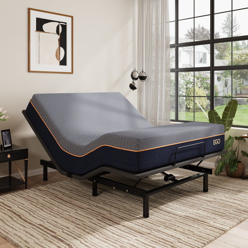 Zero Gravity Adjustable Bed With 12" Memory Foam Mattress, Wireless Remote Control, Queen